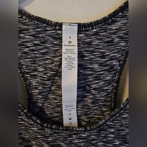 lululemon Essential Tank Pleated Spaced Out In Black And Whute Size 4 - Picture 7 of 8
